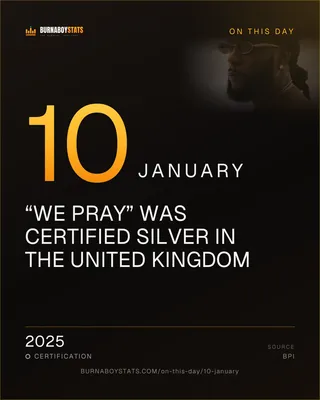 The 10 January card: 2025, “We Pray” was certified Silver in the United Kingdom