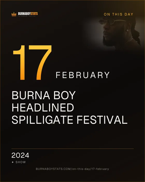 The 17 February card: 2024, Burna Boy headlined Spilligate Festival