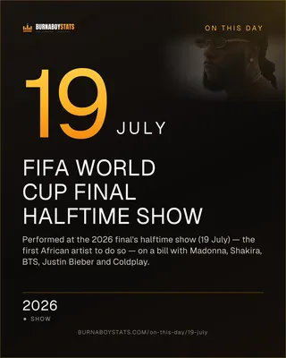 The 19 July card: 2026, FIFA World Cup Final halftime show