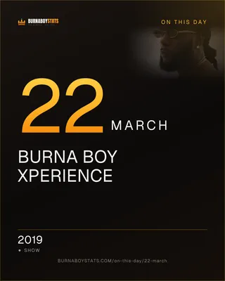 The 22 March card: 2019, Burna Boy Xperience