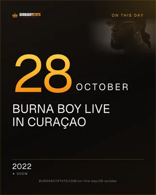 The 28 October card: 2022, Burna Boy Live in Curaçao