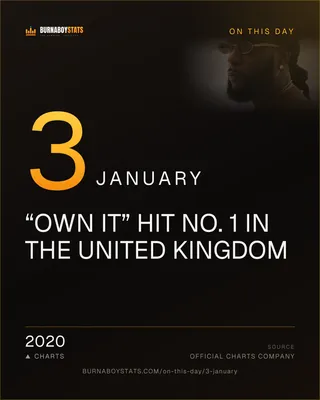 The 3 January card: 2020, “Own It” hit No. 1 in the United Kingdom
