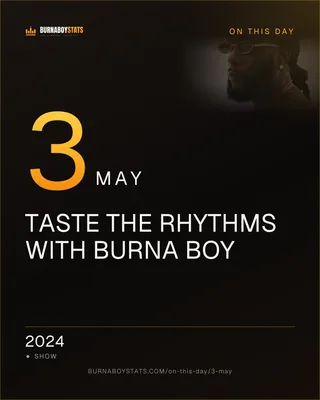 The 3 May card: 2024, Taste the Rhythms with Burna Boy