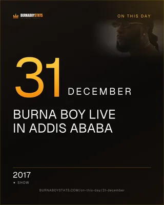 The 31 December card: 2017, Burna Boy Live in Addis Ababa