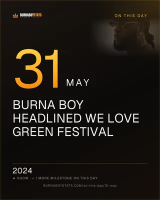 The 31 May card: 2024, Burna Boy headlined We Love Green Festival